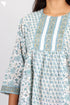 Cambric Cotton Paneled Dress In Floral Block Print
