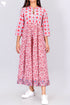 Cambric Cotton MIDI Dress in Graphic Block Print