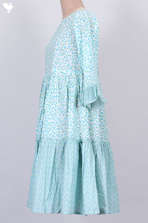 Cambric Cotton Midi Dress In Floral Print