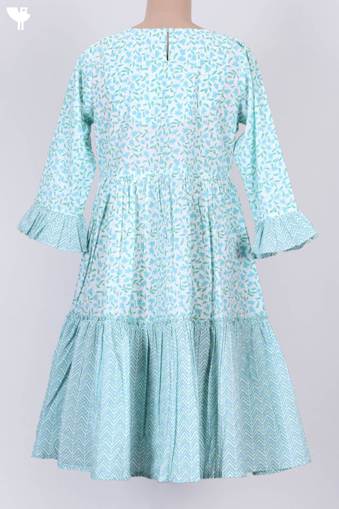 Cambric Cotton Midi Dress In Floral Print