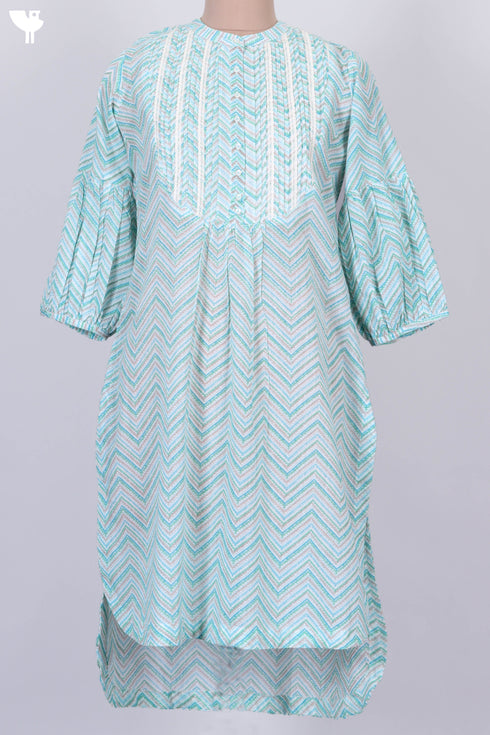 Mulmul Cotton Yoke Kurta In Zigzag Print