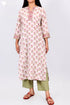Mulmul Cotton Kurta In Floral Block Print