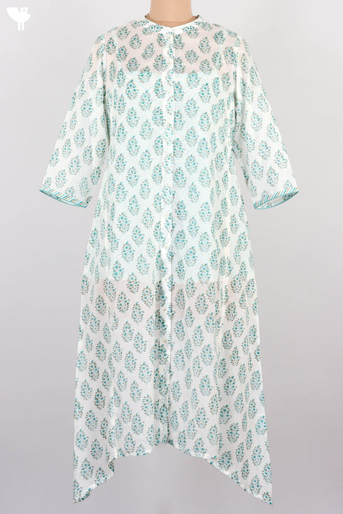 Cotton Overlay Kurta In Floral Block Print