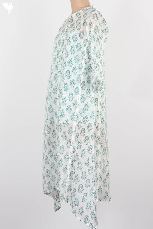 Cotton Overlay Kurta In Floral Block Print