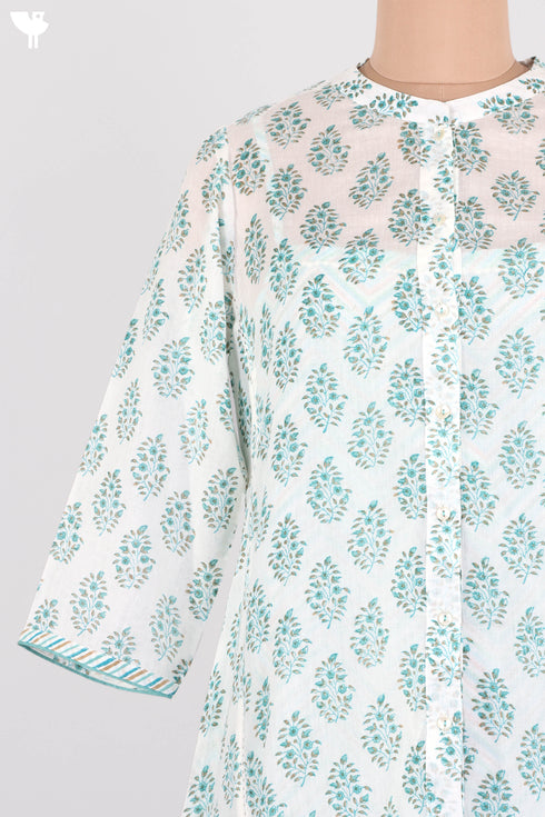 Cotton Overlay Kurta In Floral Block Print