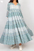 Mulmul Cotton Maxi Gathered Dress With Floral Block Print