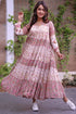 Mulmul Cotton Maxi Gathered Dress With Floral Block Print