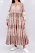 Mulmul Cotton Maxi Gathered Dress With Floral Block Print