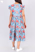 Cambric Cotton Midi Frock In Floral Block Print