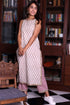 Sleeveless Cambric Cotton Kurta In Floral Block Print