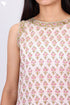 Sleeveless Cambric Cotton Kurta In Floral Block Print