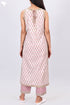 Sleeveless Cambric Cotton Kurta In Floral Block Print