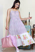 Crepe Cotton Strappy Dress In Assorted Block Print