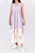 Crepe Cotton Strappy Dress In Assorted Block Print