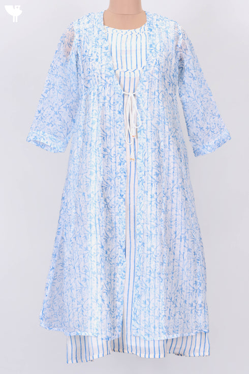 Kota Doria Overlay In Floral Block Print