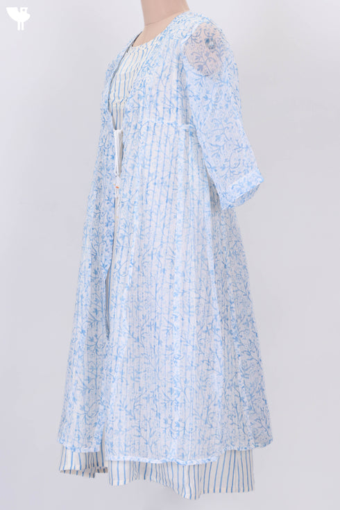 Kota Doria Overlay In Floral Block Print