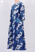 Cambric Cotton Midi Dress In Indigo Block Print