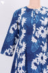 Cambric Cotton Midi Dress In Indigo Block Print