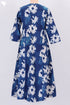 Cambric Cotton Midi Dress In Indigo Block Print