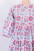 Cotton Slub Knee Length Dress In Floral Block Print