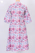 Cotton Slub Knee Length Dress In Floral Block Print