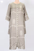 Satin Button Down Kurta With Discharge Block Print
