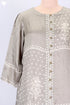 Satin Button Down Kurta With Discharge Block Print