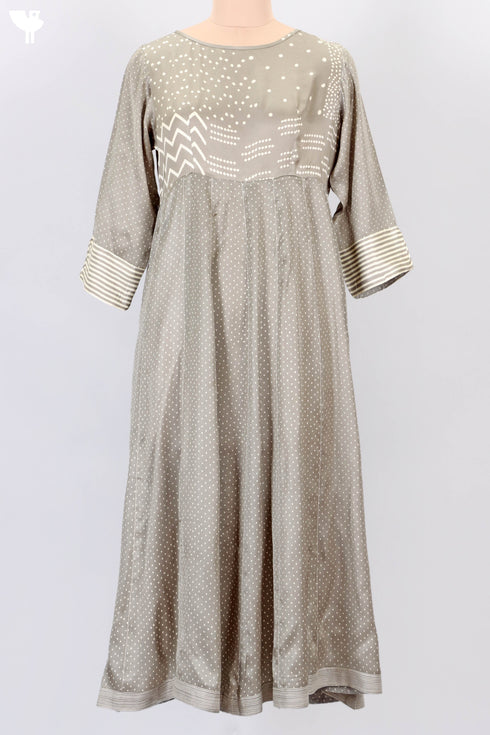 SatinPaneled Maxi Dress With Discharge Block Print