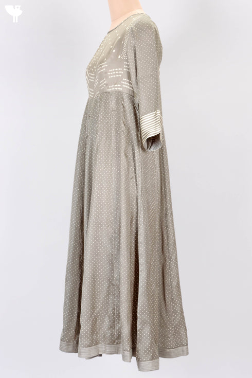 SatinPaneled Maxi Dress With Discharge Block Print