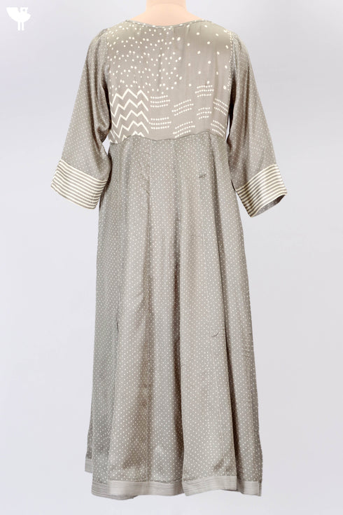 SatinPaneled Maxi Dress With Discharge Block Print