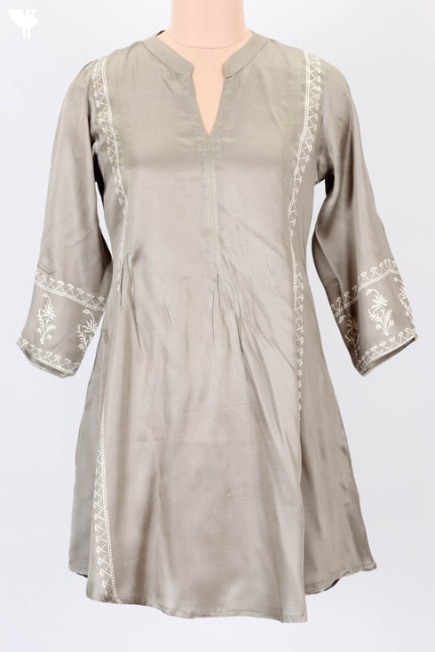 Satin Paneled Top With Discharge Block Print
