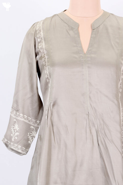 Satin Paneled Top With Discharge Block Print