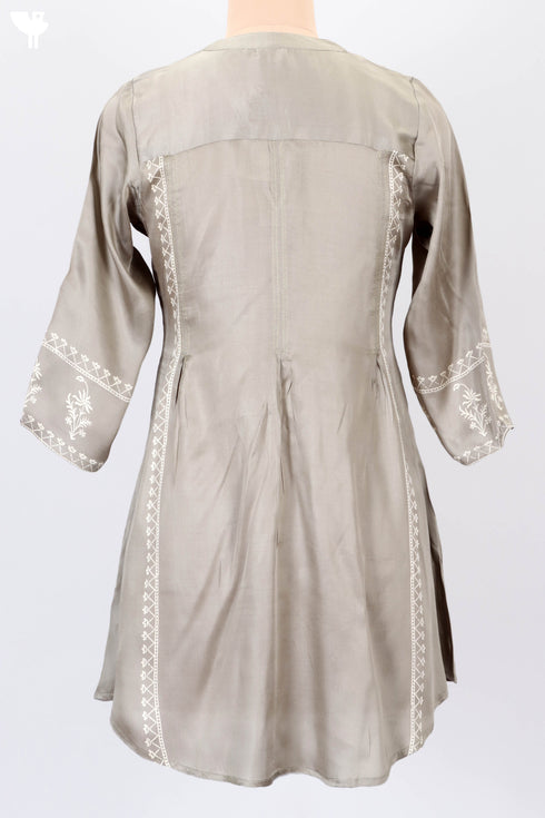 Satin Paneled Top With Discharge Block Print