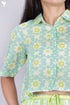 Mulmul Cotton Cropped Shirt In Floral Block Print