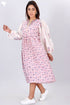 Cotton Silk Midi Peasant Dress With Floral Block Print