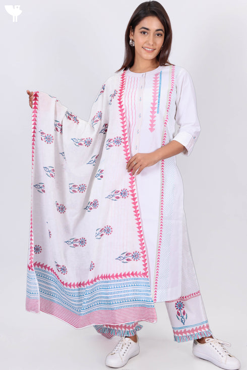 Organic Cotton Kurta In Assorted Block Print