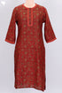 Chanderi Silk Kurta In Floral Block Print