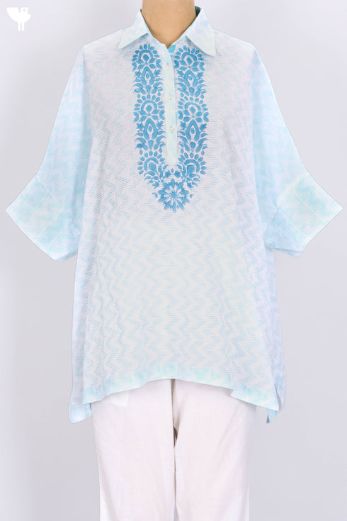 Mulmul Cotton Poncho In Asorted Block Print