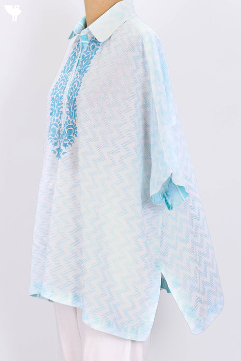 Mulmul Cotton Poncho In Asorted Block Print