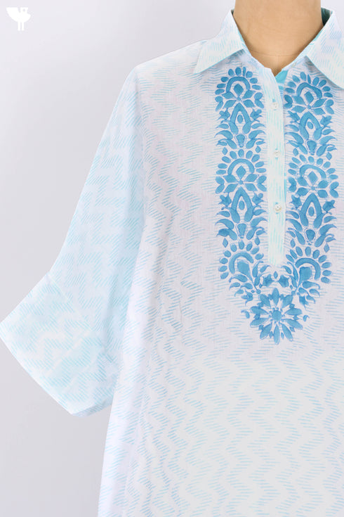 Mulmul Cotton Poncho In Asorted Block Print