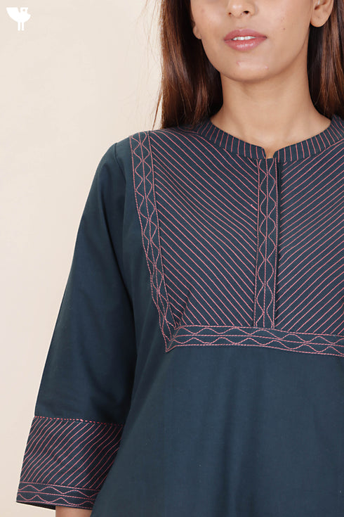 40s Cotton Kurta With Embroidery