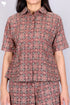 Cambric Cotton Crop Top In Geometric Print