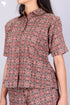 Cambric Cotton Crop Top In Geometric Print