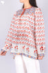 Cotton Silk Pleated Vintage Top In Floral Block Print