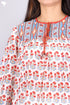 Cotton Silk Pleated Vintage Top In Floral Block Print