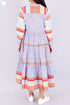Cambric Cotton Tiered Dress In Assorted Block Print