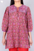 Cotton Crepe Peasant Top In Floral Block Print