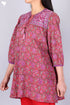 Cotton Crepe Peasant Top In Floral Block Print