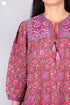 Cotton Crepe Peasant Top In Floral Block Print