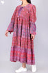 Crepe Cotton Tiered Dress In Assorted Block Print